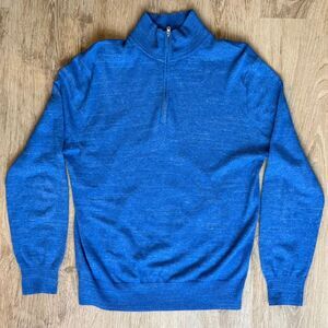 J.Crew Cotton Quarter-Zip Pullover Blue Knit Sweater Small